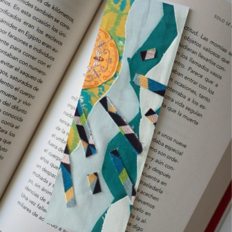 Fabric collage quilted bookmark